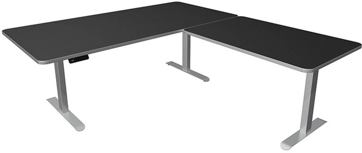 Kerkmann Zit sta hoekbureau Move-3 premium antraciet 200x220cm antraciet met rand zilver