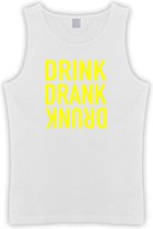 Witte Tanktop met “ Drink. Drank, Drunk “ print Geel  Size S