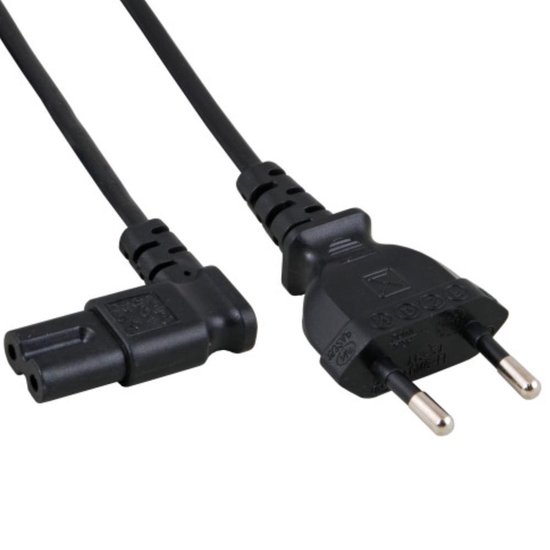 Allteq - Euro naar C7 apparaatsnoer - Haaks - 2 meter - Zwart
