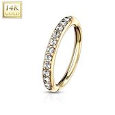 Piercing 14kt zijdelings hoop ring 1.2 x 8 goud