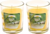 Set van 6x stuks citronella anti muggen kaarsen in kaarsenhouder transparant glas 5 x 6 cm