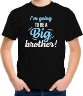 Going to be a big brother cadeau t-shirt zwart voor jongens / kinderen - Aankodiging zwangerschap grote broer L (146-152)