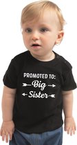 Promoted to big sister cadeau t-shirt zwart voor peuter / kinderen - Grote zus geworden 92 (11-24 maanden)