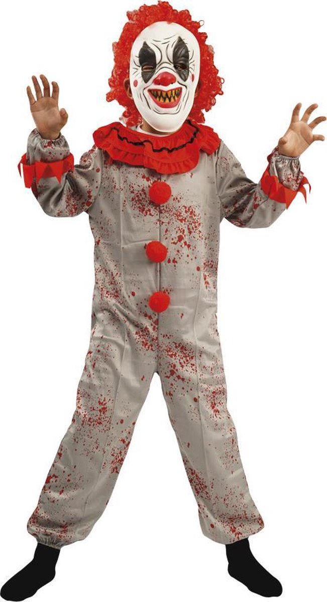 Griezelfeest Verkleedkostuum Killer Clown - Maat 122-134