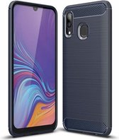 Stevig Carbon Look hoesje voor Samsung Galaxy A30 Blauw