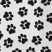 Pak met 20 honden servetten zwart wit - hond - servet - hondenpootje - honden feest - honden verjaardag