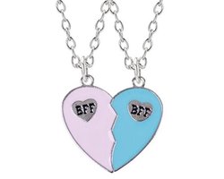 Fako Bijoux® - Vriendschapsketting - BFF Ketting - Hart BFF - Best Friends Forever - Blauw/Paars