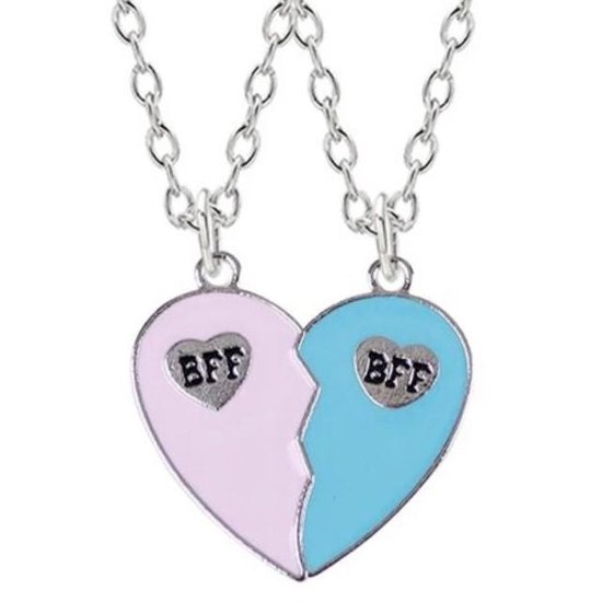 Fako Bijoux® - Vriendschapsketting - BFF Ketting - Hart BFF - Best Friends Forever - Blauw/Paars