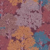 PAPIER PEINT ARBRES - Rouge Lilas Multicolore - "Papier d'Architectes" AS Creation Impression Florale
