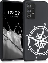 kwmobile telefoonhoesje compatibel met Samsung Galaxy A52 / A52 5G / A52s 5G - Hoesje voor smartphone in wit / zwart - Vintage Kompas design