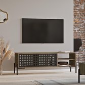 Claus & Clyde© Vercelli - TV-meubel - Eiken/Bruin/Zwart - Metalen Deuren - Industrieel - Modern - 140 x 40 x 49.1