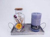 Droogbloemen in Glas met blauw Kaarsen |Decoratieve Flessen met Kaars  |Mix droogbloemen |duurzaam boeket| Gedroogde Bloemen Decoratie