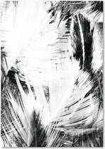 Schilderij - Abstracte palmblad, zwart-wit, 3 maten, wanddecoratie