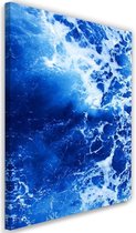 Schilderij  , Blauwe golven , 80x120cm , wanddecoratie , Premium print