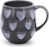 Mug / tasse - 35cl - rond - multicolore avec coeurs - peint à la main