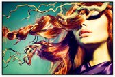Vrouw met tak in haar - Foto op Akoestisch paneel - 225 x 150 cm