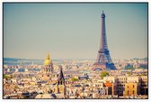 De Eiffeltoren in het zevende arrondissement van Parijs - Foto op Akoestisch paneel - 90 x 60 cm