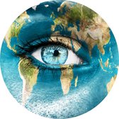 Vrouwen oog met wereldkaart - Foto op Behangcirkel - ⌀ 100 cm