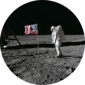 Armstrong photographs Buzz Aldrin (maanlanding) - Foto op Behangcirkel - ⌀ 120 cm