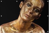 Gouden man met Glitters - Foto op Tuinposter - 120 x 80 cm