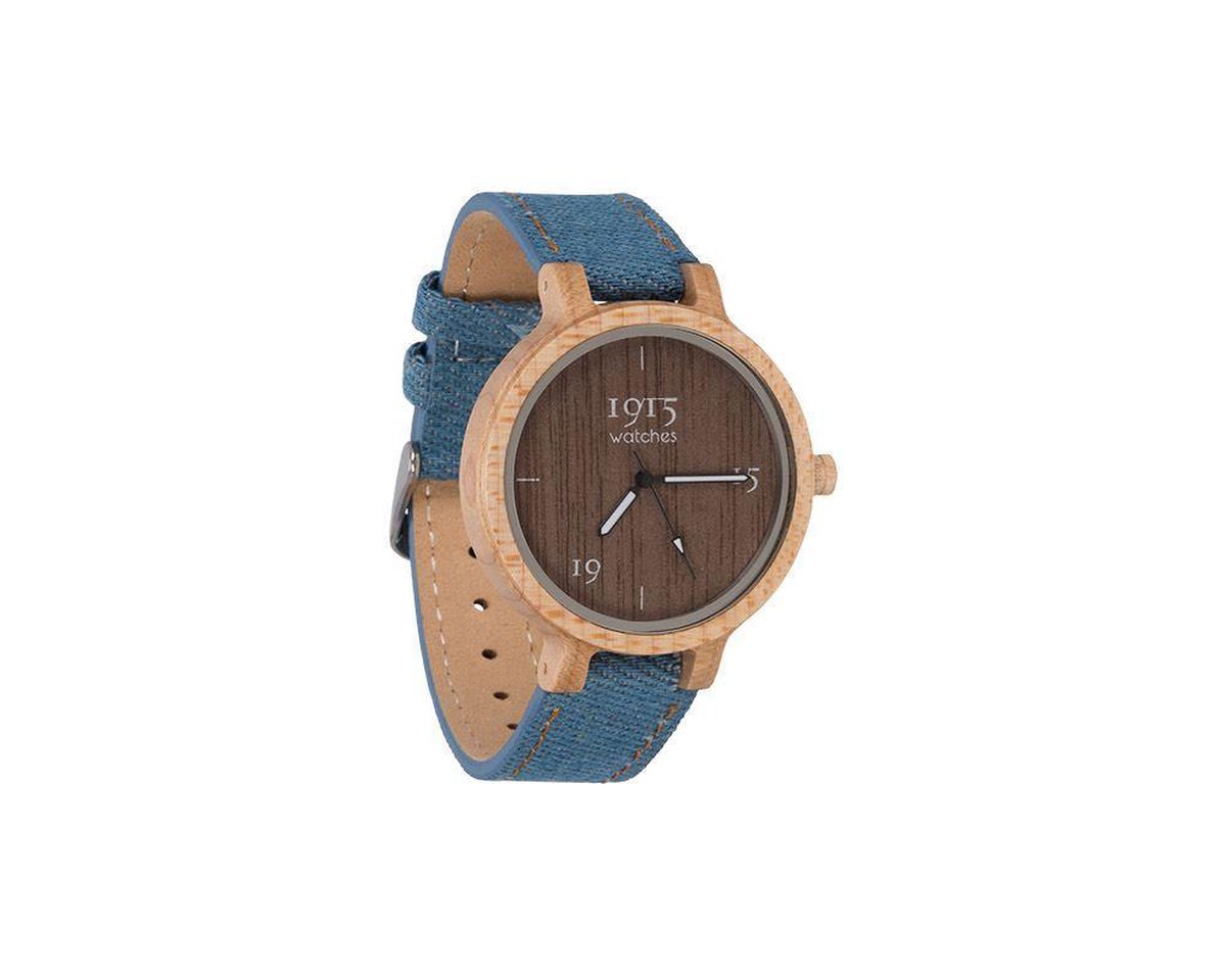 1915 Watches Houten Horloge - Dames - Denim Raw Series - Esdoorn