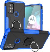 Voor Motorola Moto G30 Armor Bear schokbestendige pc + TPU-beschermhoes met ringhouder (blauw)
