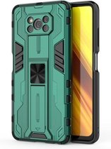 Voor Xiaomi Poco X3 NFC Supersonic PC + TPU Schokbestendig hoesje met houder (groen)