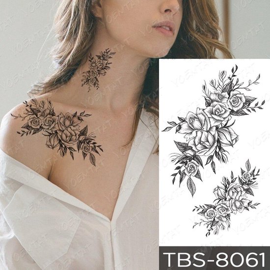 Tattoo | nep tattoo |Bloemen Tatoeage | Tatoeages |Rozen tatoeage | | bol.com