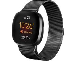 YPCd® Fitbit Sense - Sense 2 bandje - Zwart - Milanees Roestvrij Staal - Small