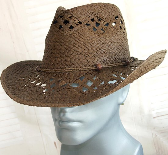 Heren strohoed cowboy hoed zomerhoed kleur bruin maat L/XL | bol.com