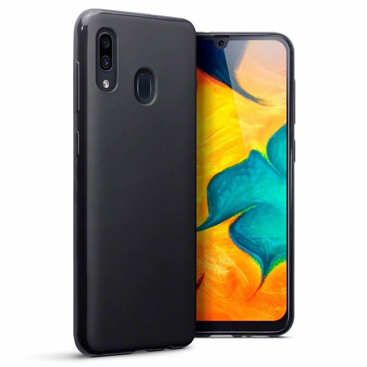 Hoesje Siliconen Hoesje Flexibel TPU Case Samsung Galaxy A20 - Zwart - van Bixb