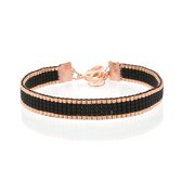 Mint15 Geweven Armband 'Matte Black' - Roségoud