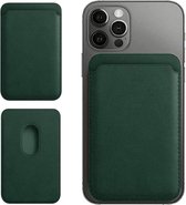 Case2go - Wallet Case Pasjes Houder geschikt voor iPhones en Apple magnetische Ring & oplaadfunctie - Magnetische Kaarthouder - Donker Groen