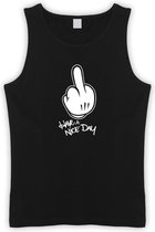 Zwarte Tanktop met  " Have a Nice Day " print Wit size S