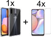 Samsung A20s Hoesje - Samsung Galaxy A20S hoesje transparant siliconen case hoes cover hoesjes - 4x samsung galaxy a20s screenprotector