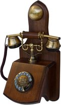 OPIS 1921-D Retro Vaste Telefoon - Fraaie uitvoering in Hout/Koper - Met Draaischijf - Wandtelefoon
