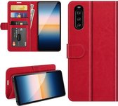 Sony Xperia 10 III hoesje - MobyDefend Wallet Book Case (Sluiting Achterkant) - Rood - GSM Hoesje - Telefoonhoesje Geschikt Voor: Sony Xperia 10 III