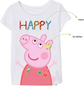 Wit t-shirt van Peppa Pig maat 110, Happy