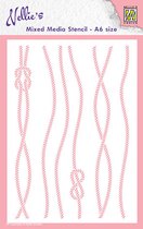 MMSA6-018 mixed media stencil - Nellie Snellen - plastic sjabloon - rope - touw - scheepknoop - scheepstouw met knoop