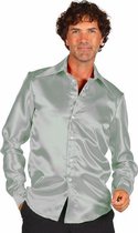 Overhemd zilver satijn | Maat XL