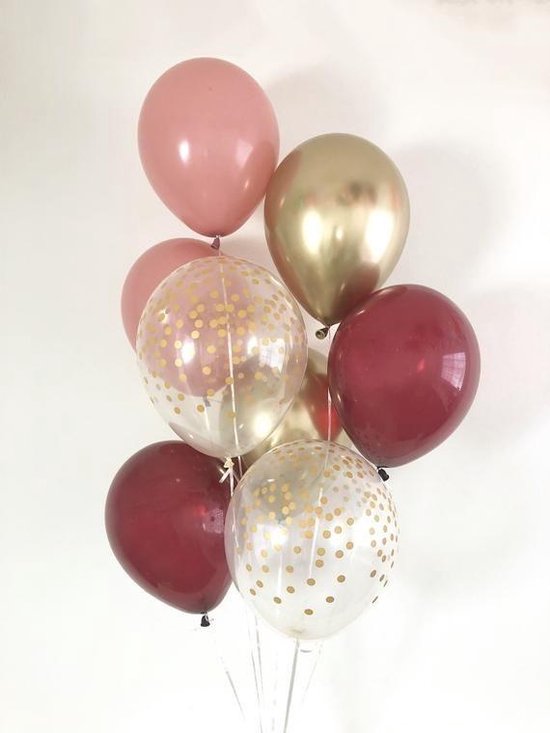 Huwelijk / Bruiloft - Geboorte - Verjaardag ballonnen | Goud - Bordeaux Rood - Oud Rose / Roze - Transparant - Polkadot Dots | Baby Shower - Kraamfeest - Fotoshoot - Wedding - Birthday - Party - Feest - Huwelijk | Decoratie | DH collection