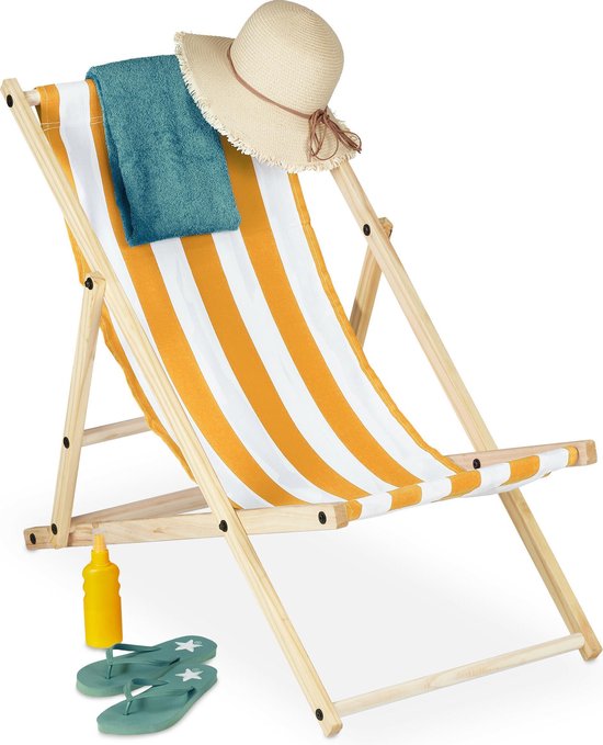 relaxdays chaise de plage bois - pliable - chaise longue pliante - chaise  pliante -... | bol.com