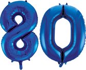 Blauwe folie ballonnen cijfer 80.