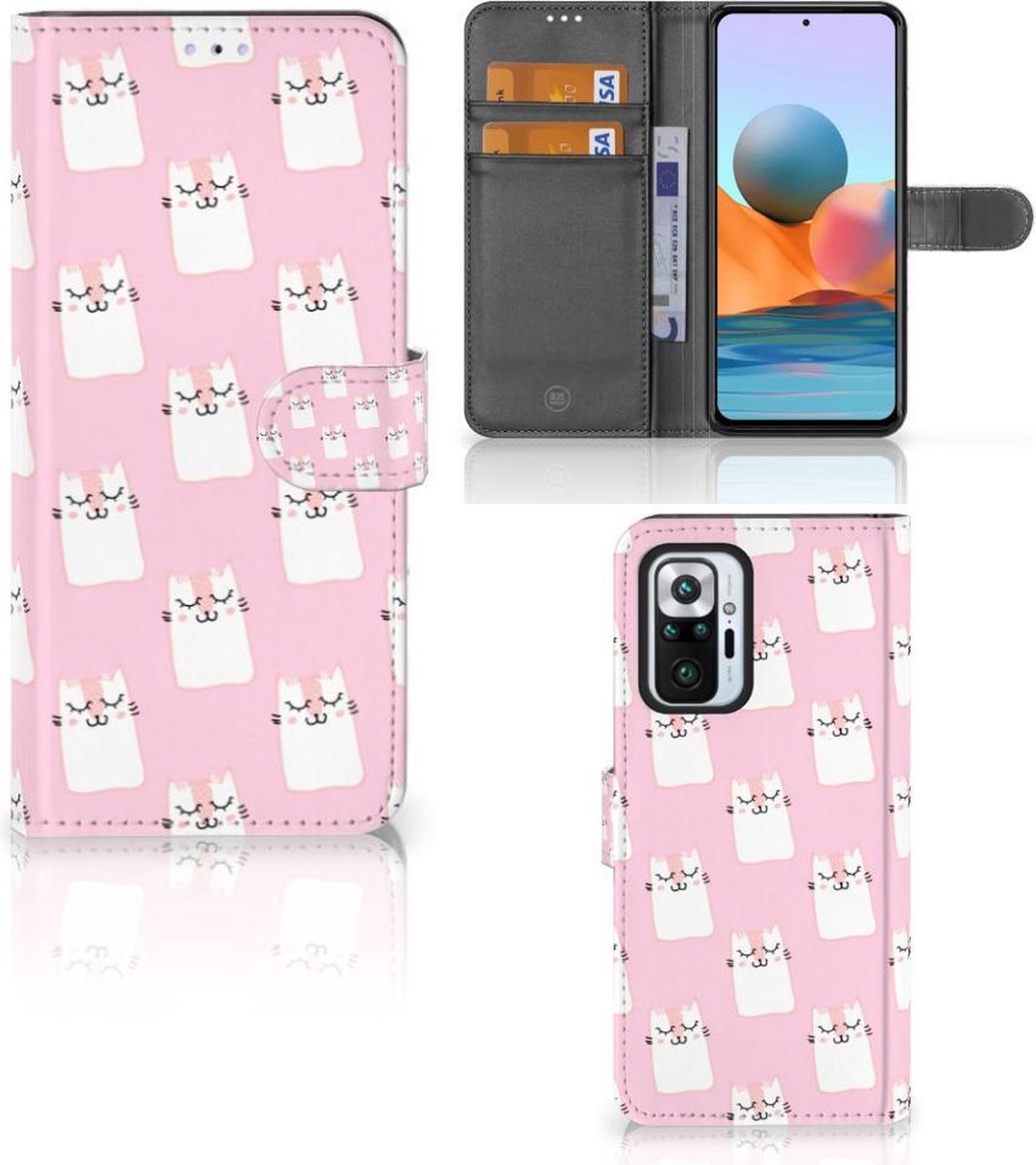 Xiaomi Redmi Note 10 Pro Telefoonhoesje met Pasjes Sleeping Cats