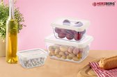 Dozeeli® 3-Delige Extra Diepe Bio Saver Box Set - Vacuüm doos - Opbergdoos - Wit - HG-L771