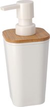 Gerimport Zeepdispenser Axel 360 Ml 16,5 X 7,5 Cm Bamboe Wit