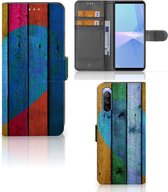 Mobiel Bookcase Sony Xperia 10 III Smartphone Hoesje Wood Heart