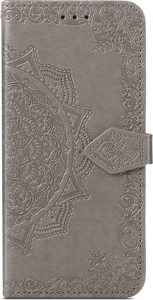 Geschikt voor Samsung Galaxy S21 Bookcase - Grijs - Bloemen - Portemonnee Hoesje