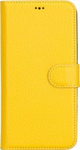 iPhone 12 Pro Max Hoesje Bookcase - Wallet Case - Geel - Echt Leren - Portemonnee - Etra - Leer