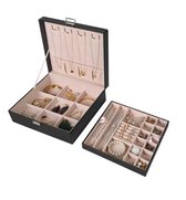 Segenn's Luxe Sieraden Doos -  Sieradendoos - Juwelen Box met Houder - 24 Vakken – Ketting - Ring - Oorbellen - Horloge - Dames-Meisjes – Zwart